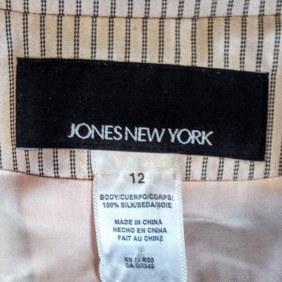 Jones New York Pink Black Pinstripe Silk Jacket - Picture 5 of 6